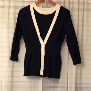 Navy and white sweater set